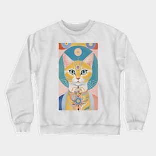 Hilma af Klint's Abstract Feline Wonderland: Whimsical Reverie Crewneck Sweatshirt